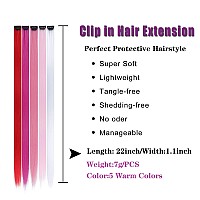 Colored Clip In Hair Extensions For Girls 25 Pcs Straight Fashion Hairpieces For Party Highlights 5 Warm Colorsredrose Redpe