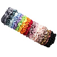 Satin Silk Hair Ties Small Scrunchies For Women Girls Ponytail Holders 20 Pcs Mini Bulk Scrunchies Elastic Hair Bands For Thick