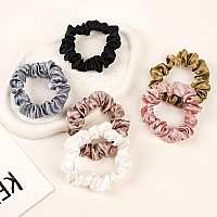 Satin Silk Hair Ties Small Scrunchies For Women Girls Ponytail Holders 20 Pcs Mini Bulk Scrunchies Elastic Hair Bands For Thick