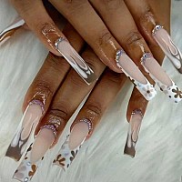 Magrace Press On Nails Long Fake Nails French Tips False Nails With Designs 24 Pcs Stick On Nails For Women