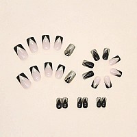 Magrace Short Press On Nails French Tip Fake Nails With Designs 24 Pcs Square Stick On Nails For Women A4