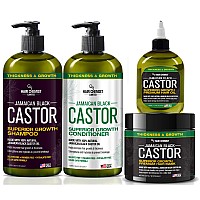 Hair Chemist Superior Growth Jamaican Black Castor Shampoo Hair Care Collection 4PC SET - Includes 33.8oz Shampoo, 33.8oz Conditioner, 12oz Hair Mask & 7oz Hair Oil