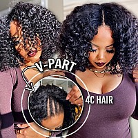 Yiroo Hair Kinky Curly V Part Wig Human Hair No Leave Out Glueless 12A Upgraded U Part Wigs For Women V Shape Clip In Wigs Begin