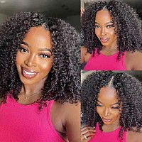 Yiroo Hair Kinky Curly V Part Wig Human Hair No Leave Out Glueless 12A Upgraded U Part Wigs For Women V Shape Clip In Wigs Begin