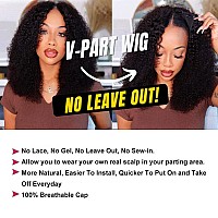 Yiroo Hair Kinky Curly V Part Wig Human Hair No Leave Out Glueless 12A Upgraded U Part Wigs For Women V Shape Clip In Wigs Begin