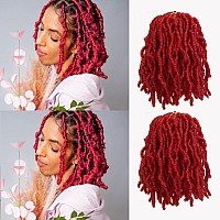 Red Faux Locs 8 Inch Soft Locs Crochet Hair For Kids Prelooped Short Goddess Locs Crochet Hair Extensions For Black Women8Inc