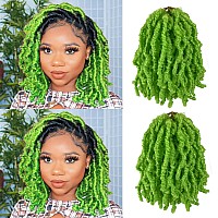 Green Soft Locs 8 Inch New Faux Locs Crochet Hair 6 Packs For Kids Curly Wavy Prelooped Short Goddess Locs Crochet Hair Extens