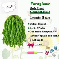 Green Soft Locs 8 Inch New Faux Locs Crochet Hair 6 Packs For Kids Curly Wavy Prelooped Short Goddess Locs Crochet Hair Extens