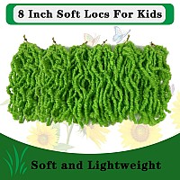 Green Soft Locs 8 Inch New Faux Locs Crochet Hair 6 Packs For Kids Curly Wavy Prelooped Short Goddess Locs Crochet Hair Extens