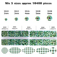 10400Pcs Green Ab Resin Flat Back Rhinestones Round Nonhotfix Jelly Nail Gems Rhinestone With Tweezer And Picker Pencil For Cr