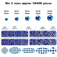 10400Pcs Royal Blue Ab Resin Flat Back Rhinestones Round Nonhotfix Jelly Nail Gems Rhinestone With Tweezer And Picker Pencil F