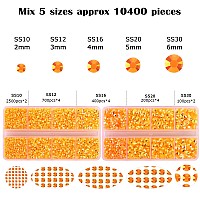 10400Pcs Orange Ab Resin Flat Back Rhinestones Round Nonhotfix Jelly Nail Gems Rhinestone With Tweezer And Picker Pencil For C