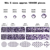 10400Pcs Crystal Purple Resin Flat Back Rhinestones Round Nonhotfix Jelly Nail Gems Rhinestone With Tweezer And Picker Pencil