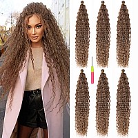 Maysa Brown Curly Crochet Hair For Women Synthetic Braid Hair 22 Inch 6Packs Ocean Wave Braiding Hair Extension 12Brown