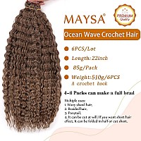 Maysa Brown Curly Crochet Hair For Women Synthetic Braid Hair 22 Inch 6Packs Ocean Wave Braiding Hair Extension 12Brown