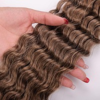 Maysa Brown Curly Crochet Hair For Women Synthetic Braid Hair 22 Inch 6Packs Ocean Wave Braiding Hair Extension 12Brown