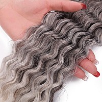 Maysa Ombre Grey Curly Crochet Hair 22Inch 6Packs Ocean Wave Crochet Hair Wavy Synthetic Crochet Hair Ombre Chocolate Brown Mix