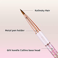 Acrylic Nail Brush Size 2Kemeisi 100 Pure Kolinsky Nail Art Brushes Sturdy Handle Oval Shaped Acrylic Powder Nail Design Tools