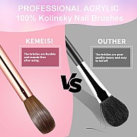 Acrylic Nail Brush Size 2Kemeisi 100 Pure Kolinsky Nail Art Brushes Sturdy Handle Oval Shaped Acrylic Powder Nail Design Tools