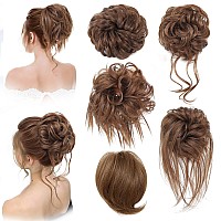 Hslhdi Messy Hair Bun Hair Piece For Women Short Bun Tousled Synthetic Elastic Scrunchies Hairpiece For Women Girls 15Pcs 12