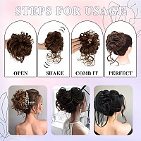 Hslhdi Messy Hair Bun Hair Piece For Women Short Bun Tousled Synthetic Elastic Scrunchies Hairpiece For Women Girls 15Pcs 4