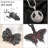 1440Pcs Ss16 40Mm Black Flatback Rhinestones Bulk K9 Glass Jet Black Gems Round Beads Stones Diamonds Nail Charms Jewels Nail A