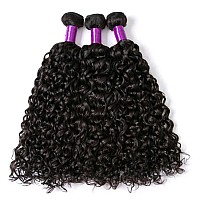 Water Wave Bundles With Closure Brazilian Virgin Human Hair26 28 3022Free Part Bundles With 4X4 Lace Closure 100 Unprocesse