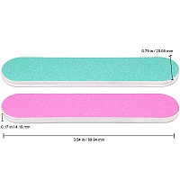 25Pcs Mini Size Pana Professional Double Sided Nail Files Pinkteal 8080 Grit Emery Board Nail Buffering File Manicure Ped