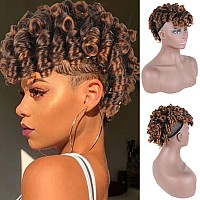 Aisaide Short Deep Curly Mohawk Wig Brown Curly Mohawk Ponytails With Bangs For Black Womensynthetic Blonde Afro Curly Mohawk P