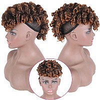 Aisaide Short Deep Curly Mohawk Wig Brown Curly Mohawk Ponytails With Bangs For Black Womensynthetic Blonde Afro Curly Mohawk P