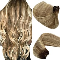 Sew In Weft Hair Extensions Human Hair 20 Sew In Hair Extensions Real Human Hair Ash Brown To Beige Blonde Mix Platinum Blond