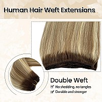 Sew In Weft Hair Extensions Human Hair 20 Sew In Hair Extensions Real Human Hair Ash Brown To Beige Blonde Mix Platinum Blond