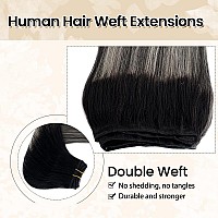 Sew In Weft Hair Extensions Human Hair 20 Inch Ombre Balayage Natural Black To Silver Sew In Hair Extensions Real Human Hair Sew