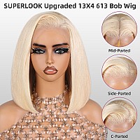 Superlook Blonde Bob Wig Human Hair 613 Lace Front Wig Human Hair 13X4 Hd Transparent Lace Front Bob Wig Human Hair Pre Plucked