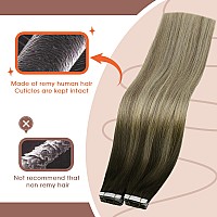 Sunny Hair Blonde Tape In Extensions Human Hair Ombre 24Inch Hair Extensions Real Human Hair Tape In Dark Brown Balayage Golden