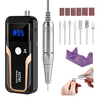 Portable Nail Drill Professional 35000 Rpm Rechargeable Electric Nail File Machine E File For Acrylic Nails Gel Polishing Remov