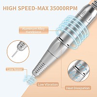 Portable Nail Drill Professional 35000 Rpm Rechargeable Electric Nail File Machine E File For Acrylic Nails Gel Polishing Remov