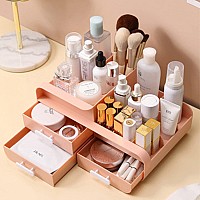 Pofuot Skin Care Organizermakeup Desk Organizer With Drawerscountertop Organizer For Cosmeticsvanity Brush With Holder For Li