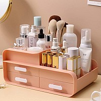 Pofuot Skin Care Organizermakeup Desk Organizer With Drawerscountertop Organizer For Cosmeticsvanity Brush With Holder For Li