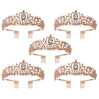 Tiara Crowns For Women Tiaras For Girls Princess Crown For Birthday Halloween Costume Bride Wedding Queen Crystal Rose Gold5