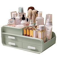 Pofuot Skin Care Organizermakeup Desk Organizer With Drawerscountertop Organizer For Cosmeticsvanity Brush With Holder For Li