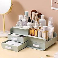 Pofuot Skin Care Organizermakeup Desk Organizer With Drawerscountertop Organizer For Cosmeticsvanity Brush With Holder For Li