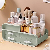 Pofuot Skin Care Organizermakeup Desk Organizer With Drawerscountertop Organizer For Cosmeticsvanity Brush With Holder For Li