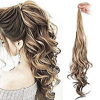 Gx Beauty 32 Inch Flexible Wrap Around Ponytail Extension Long Curl Synthetic Ponytail Wavy Pretty Hair Ponytail Womens Wig 32