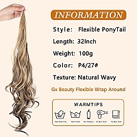 Gx Beauty 32 Inch Flexible Wrap Around Ponytail Extension Long Curl Synthetic Ponytail Wavy Pretty Hair Ponytail Womens Wig 32