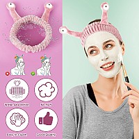 Molain Face Wash Headband Palm And Snail Spa Hair Bands Makeup Headbands Women Cartoon Cute Coral Fleece Elastic Headband Creat