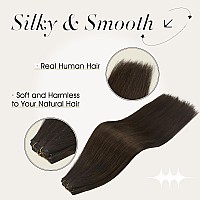 Full Shine Sew In Hand Tied Weft Hair Extensions Weft Extensions Human Hair Remy Human Hair Dark Brown Wefts Brazilian Hair For