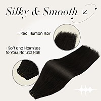 Full Shine Black Sew In Hand Tied Weft Hair Extensions 60 Gram Thick Remy Human Hair Sew In Human Hair Extensions Jet Black 22 I