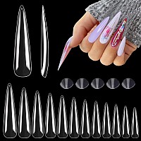 600Pcs No C Curve Stiletto Nail Tips Xxxl Extra Long Stiletto Full Cover Nail Tips For Acrylic Nails Professional 3Xl Clear Fl