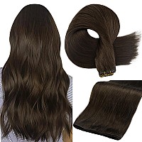 Full Shine Genius Weft Hair Extensions Hair Weft Extensions Brown Hair Extensions Sew In 16 Inch 50G Hand Tied Weft Real Human H